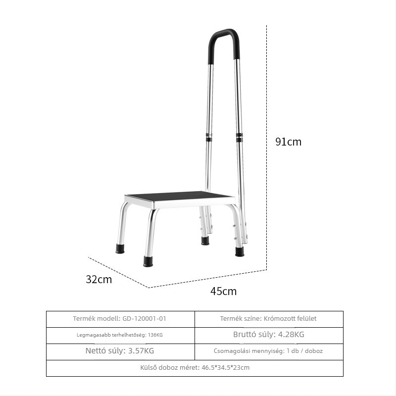 Lábtámasz, vaslemezes felület, modern stílus, modell LQX120001, HEPO/Good Step, testreszabható