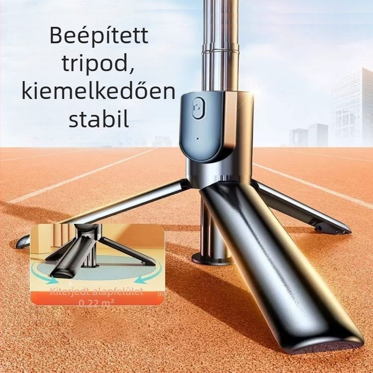 HUWAIJ Telefonos Selfie Tripod Bluetooth távirányítóval, kitöltő fény és műanyag, univerzális dizájn