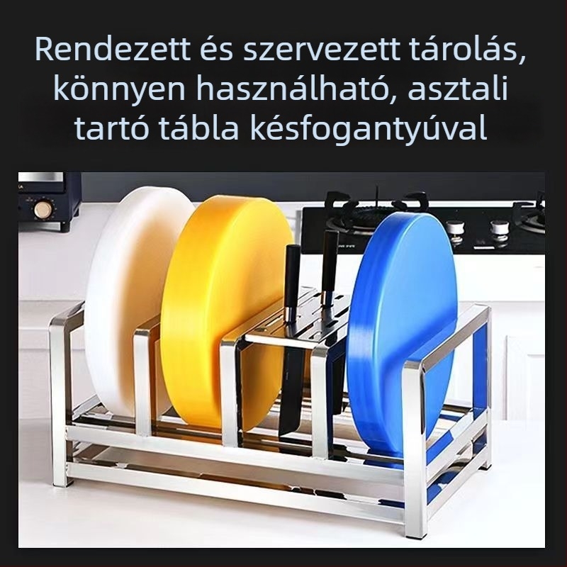 Integrált rozsdamentes acél vágódeszka tartó kereskedelmi konyhákhoz, drenázs a pultra, telepítés nélkül