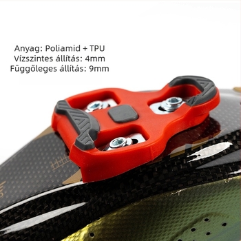 Útkerékpár pedálzáró klipsz automata zármechanizmussal, kompatibil LOOK KEO; 0°, 4,5°, 9° beállítások; modellek PDZ-R07/R09/M06; anyag: műanyag/gyanta