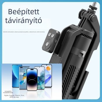 A14 Mobil Bluetooth Selfie Stick alumínium ötvözet testtel, egygombos kinyitású négylábú állvány, anti-shake stabilizáció és 360° forgás