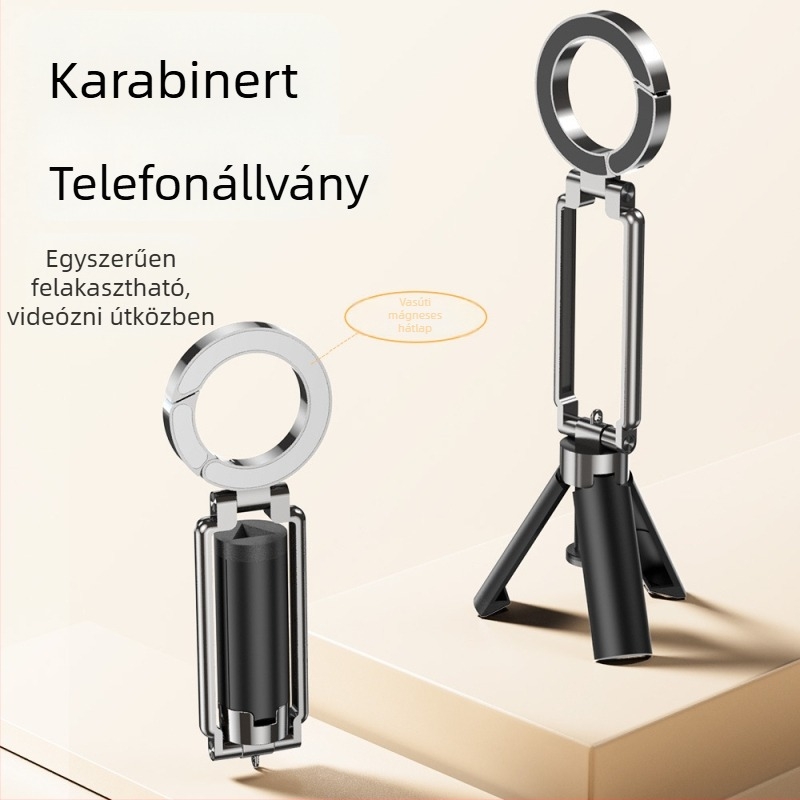 Kétoldalas mágneses telefon-trípod állvány, alumíniumötvözetből, univerzális, rezgésmentes, asztali és kültéri használatra