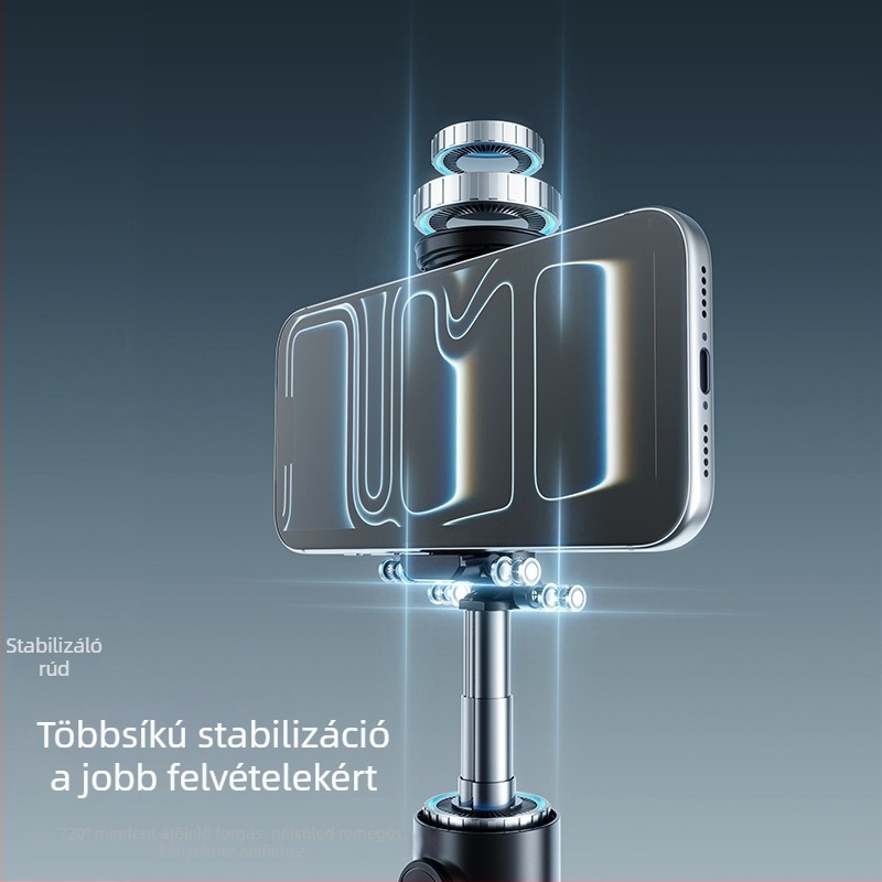 Selfie bot X7 Bluetooth távirányítóval, LED világítással, alumínium-ötvözet, stabilizáció, univerzális