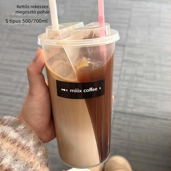 Egyszer használatos tejes tea pohár, hőálló injekciós öntésű műanyagból, S- alakú Yin‑Yang dizájn, 501–600 ml