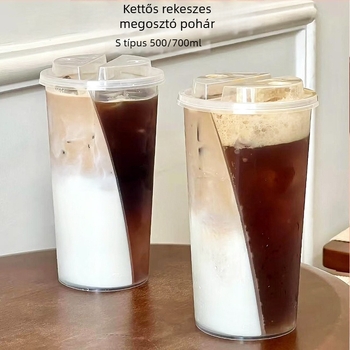 Egyszer használatos tejes tea pohár, hőálló injekciós öntésű műanyagból, S- alakú Yin‑Yang dizájn, 501–600 ml