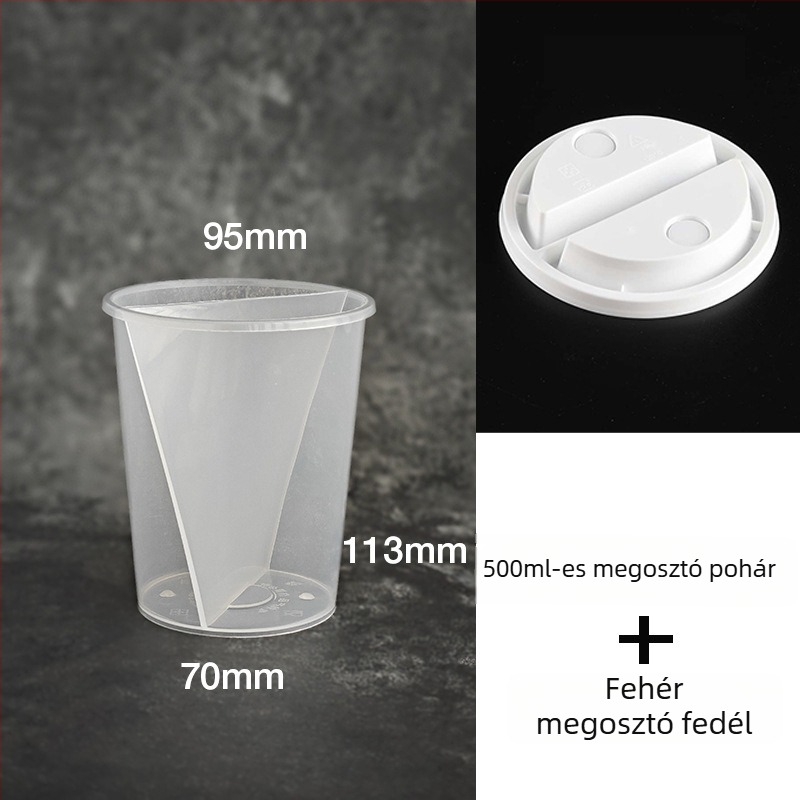 Egyszer használatos tejes tea pohár, hőálló injekciós öntésű műanyagból, S- alakú Yin‑Yang dizájn, 501–600 ml