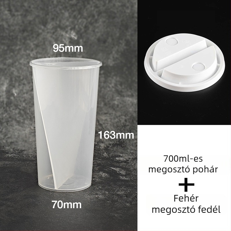 Egyszer használatos tejes tea pohár, hőálló injekciós öntésű műanyagból, S- alakú Yin‑Yang dizájn, 501–600 ml