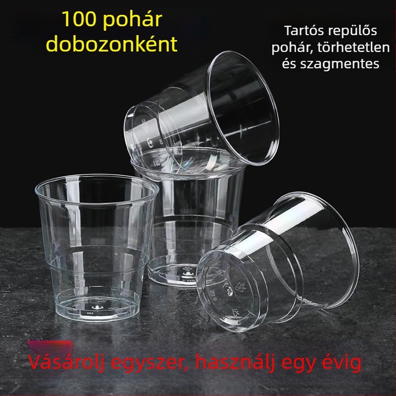 Egyszer használatos kemény műanyag pohár italokhoz, átlátszó, élelmiszer-minőségű, megvastított, hőálló, háztartási használatra