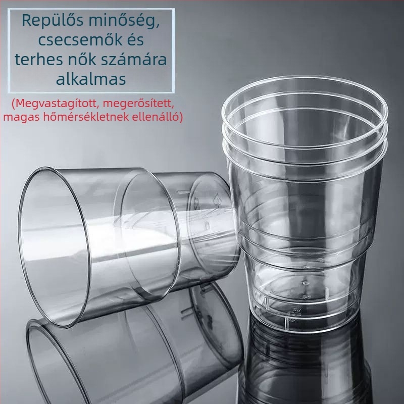 Egyszer használatos kemény műanyag pohár italokhoz, átlátszó, élelmiszer-minőségű, megvastított, hőálló, háztartási használatra