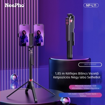 Nipai Kétszintes Selfie Stick – Stabilizátor, Kinyújtható, Bluetooth Távirányítóval, Telefonok és Tablettekhez
