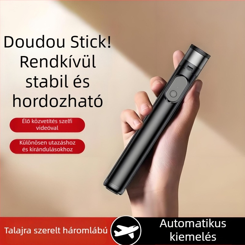 Bluetoothos telefonos szelfi-stik tripod, hordozható és univerzális, távirányítóval, ötvözetes kivitelezés, stabilizációs rendszer
