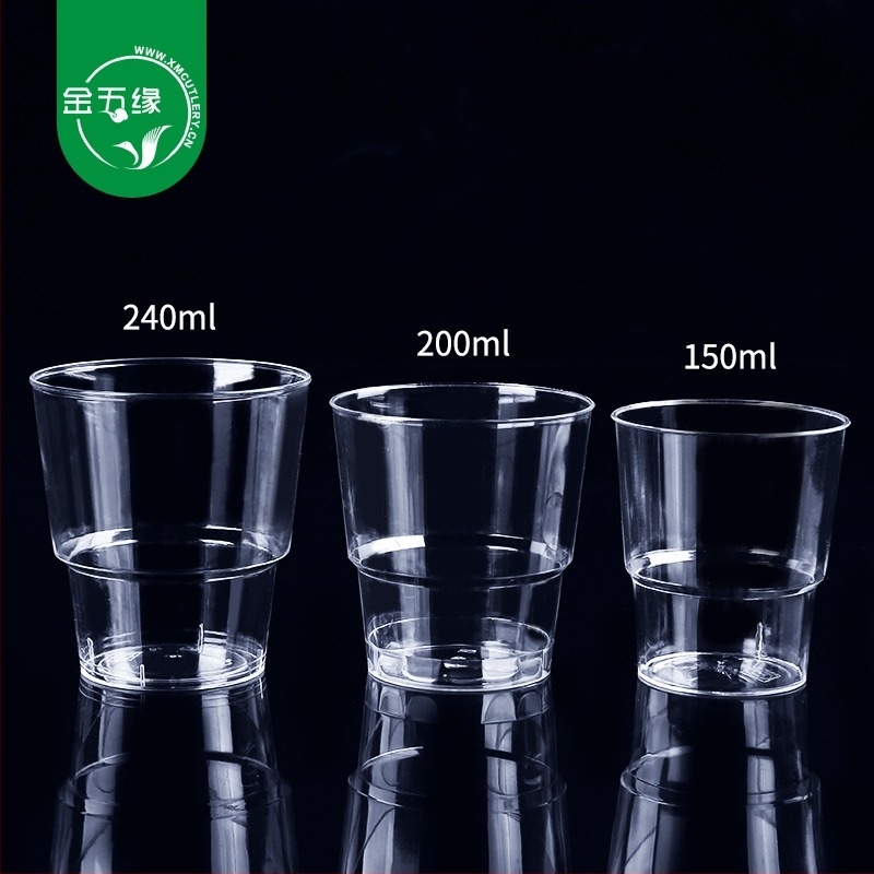 Golden Five Edge 240 ml egyszerhasználatos PS kemény műanyag pohár, átlátszó, otthoni és irodai használatra