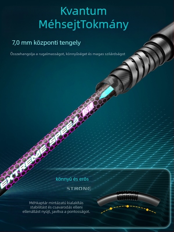 Global Wind tollasütő, karbonszálas váz, nylon húrok, tömeg 75–79 g, fogantyú G5, egyenes tengely