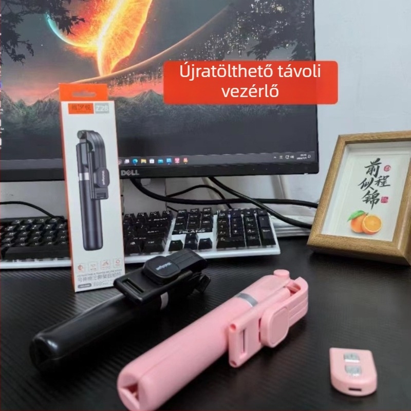 Selfie pálca Bluetooth távirányítóval (tartalmazza), teleszkópos állvány, műanyag test