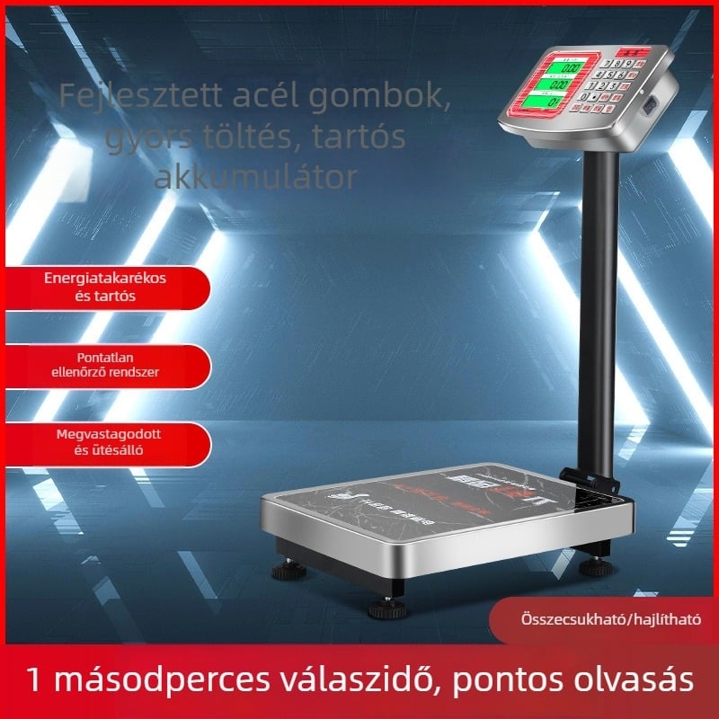 Crystal Eagle elektronikus platformmérleg árképzéshez, 300 kg kapacitás, elektronikus mérés, hálózati tápegység