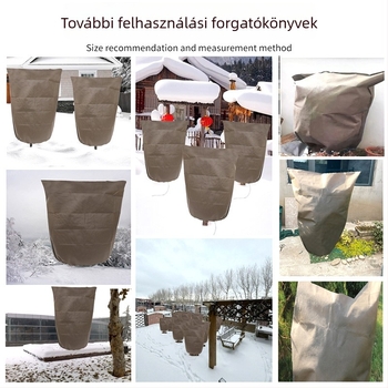 Téli növényvédő takaró cserépben nevelt növényekhez, nemszövött anyagból készült rovarvédő fedél