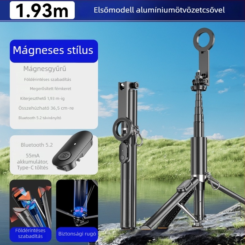 Selfie bot alumínium ötvözet + ABS, mágneses szívás, távvezérlő, Bluetooth, IBIS-támogatás