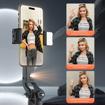 AI arcfogóval ellátott Selfie Stick, négy lábú állvány kültéri élő közvetítéshez, Bluetooth, alumíniumötvözet