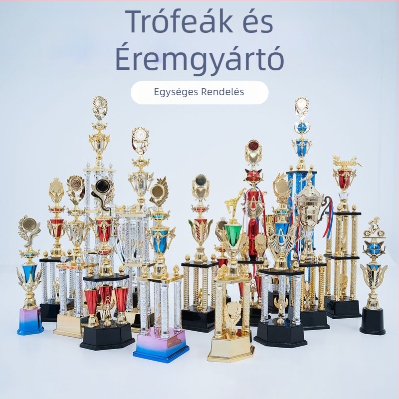 Háromoszlopos, kiváló minőségű műanyag trofea logónyomtatással, testre szabható, 1,51 kg, alkalmas díjakhoz és emlékajándékokhoz