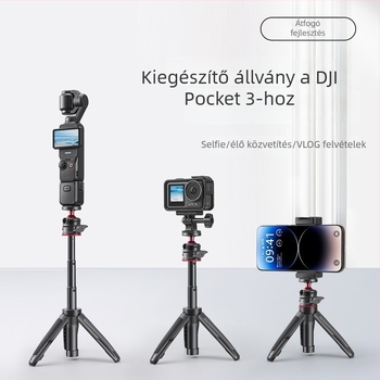 DJI Pocket 3‑hoz mini asztali állvány — 3‑tagú teleszkópos kiterjesztés, műanyag test, univerzális telefon-tartó, Bluetooth nélkül