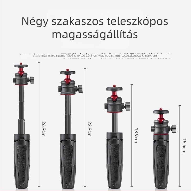 DJI Pocket 3‑hoz mini asztali állvány — 3‑tagú teleszkópos kiterjesztés, műanyag test, univerzális telefon-tartó, Bluetooth nélkül
