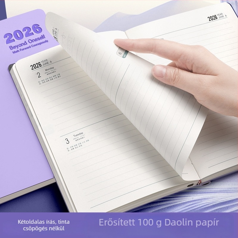 2026 önfegyelem és időgazdálkodás notesz, műbőr borító, varrott kötés, Dowling papír, 100–200 oldal, irodai és tanulmányi célokra