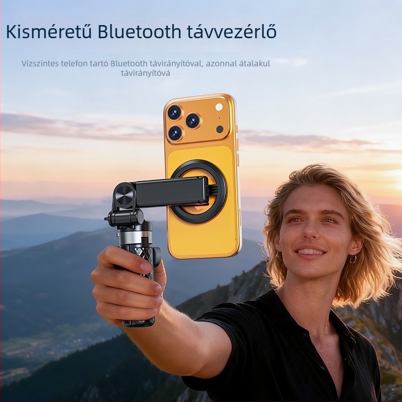 Mini mágneses selfie bot Bluetooth távirányítóval, hordozható teleszkópos telefon-tartó, MagSafe markolat, IBIS-támogatás