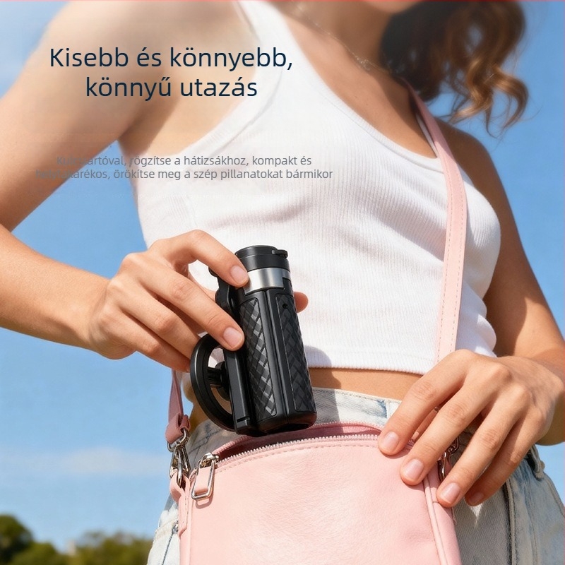 Mini mágneses selfie bot Bluetooth távirányítóval, hordozható teleszkópos telefon-tartó, MagSafe markolat, IBIS-támogatás
