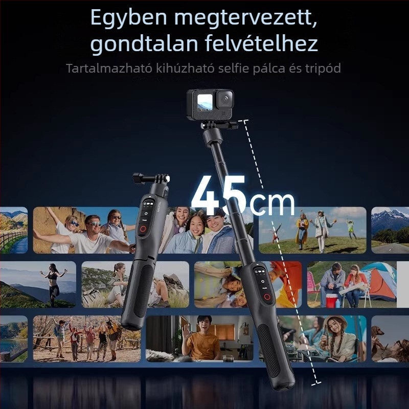TELESIN Shorty Selfie állvány Bluetooth távirányítóval GoPro 12–8, ötvözet