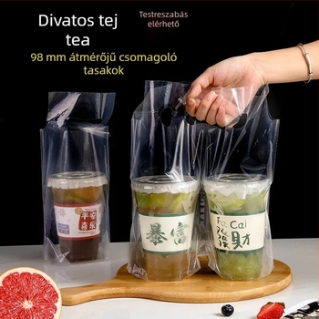 98 mm átmérőjű átlátszó pohár csomagolás tejes-tea, kávé és citromos tea italokhoz logónyomással, kiváló minőségű, egy vagy két pohárhoz