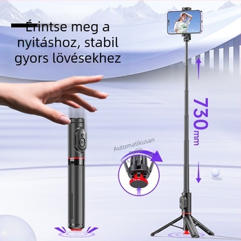 Beépített tripodos selfie pálca, lézergravírozott logó, Bluetooth-képes, távirányítóval, modell TT11/TT11S, anyag: ABS + alumínium ötvözet, márkajelzés testreszabható