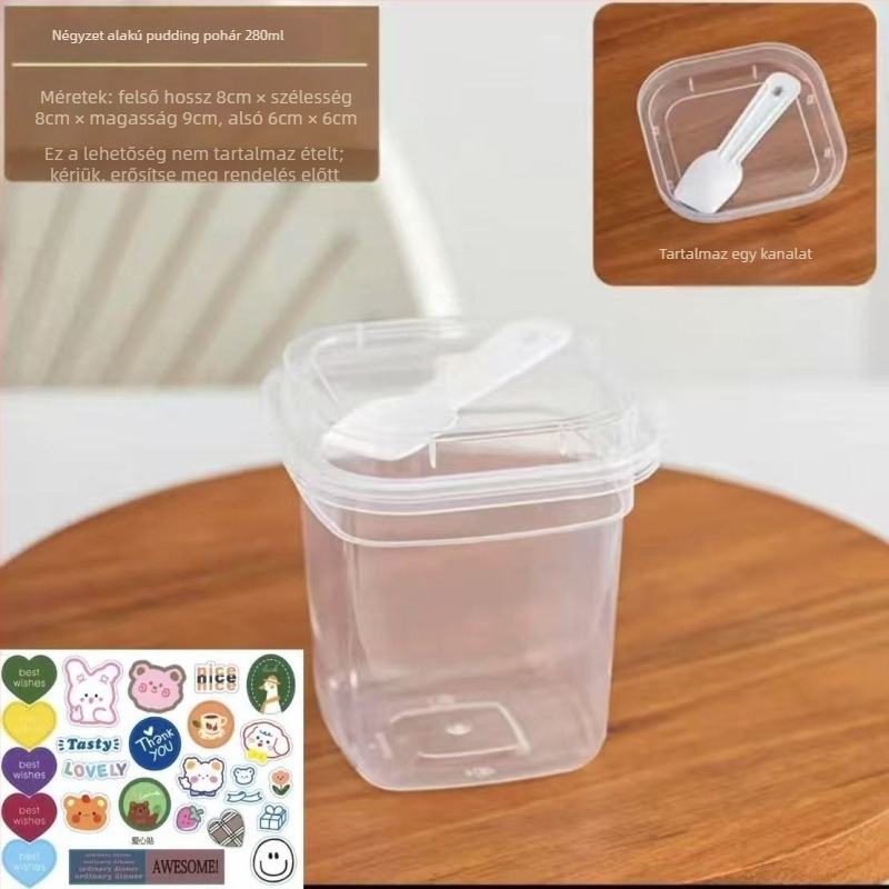 Egyszer használatos műanyag puding pohár, hőálló, alkalmas zseléhez, joghurthoz és mousse-hoz, fedél nélkül
