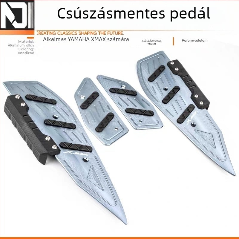 CNC alumínium ötvözetű első pedál Yamaha XMAX300-hoz — elektroplattolt felület