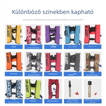 Felnőtt nyakkendő típusú felfújható mentőmellény, kézi és teljesen automata működés, horgászathoz, CCS tanúsítvány
