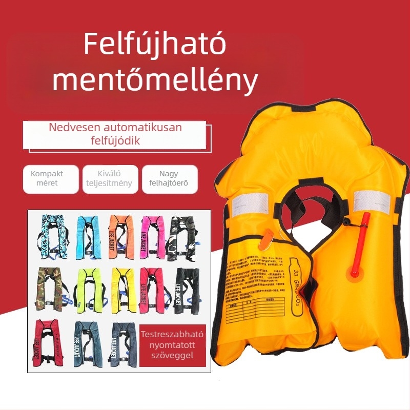 Felnőtt nyakkendő típusú felfújható mentőmellény, kézi és teljesen automata működés, horgászathoz, CCS tanúsítvány