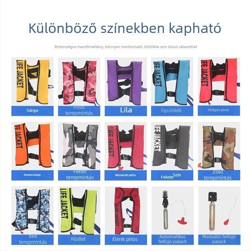 Felnőtt nyakkendő típusú felfújható mentőmellény, kézi és teljesen automata működés, horgászathoz, CCS tanúsítvány