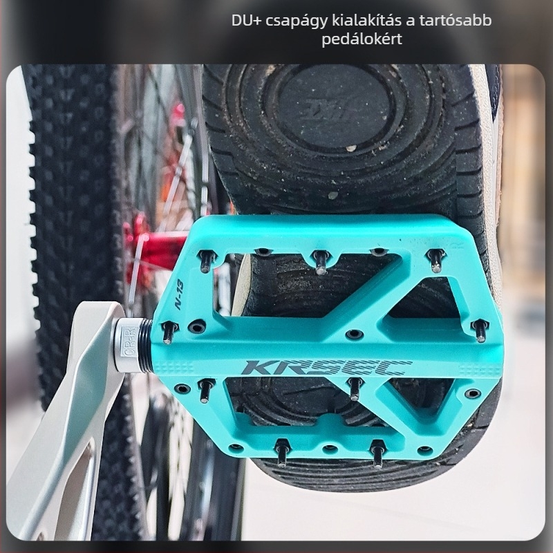 MTB pedál N-13 – nylon szálas test, szénacél tengely, csúszásmentes, kompatibilis kerékpárokhoz, MTB-hez és országúti kerékpárokhoz