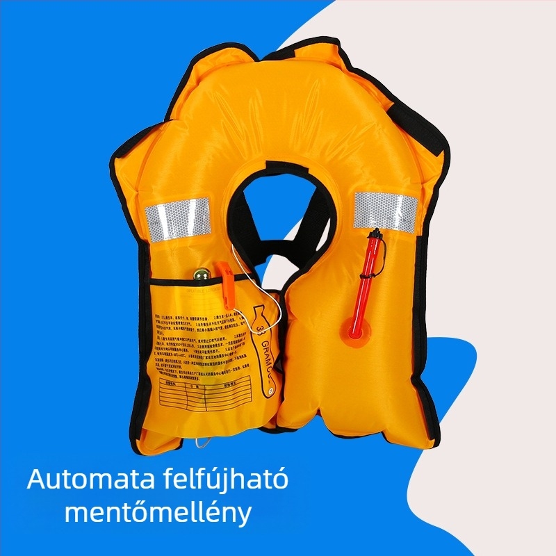 Shun Cheng Felnőtt felfújható mentőmellény, automatikus felfúvás, hordozható, horgászathoz
