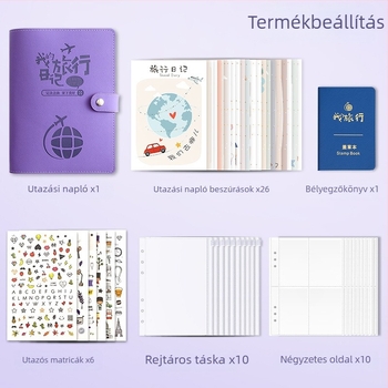 Utazási napló oldalszabad kötésű, műbőr borítóval, Daolin papír, 100 g/m², 36 oldal