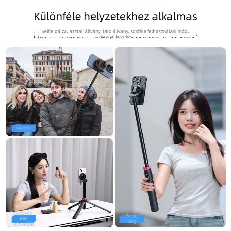 MT84 Mobiltelefonos selfie pálca tartóval – Bluetooth távirányító, ABS+ alumínium ötvözet, IBIS-támogatás, Univerzális kompatibilitás