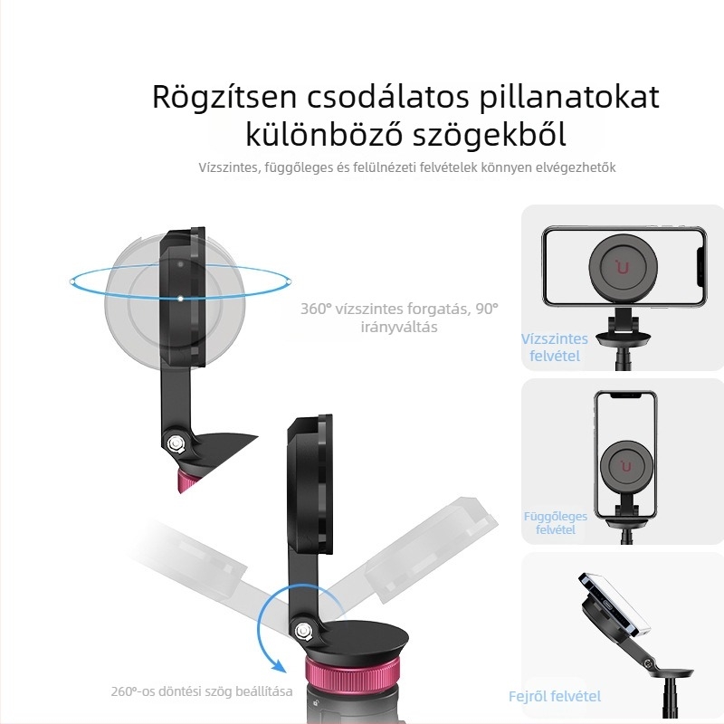MT84 Mobiltelefonos selfie pálca tartóval – Bluetooth távirányító, ABS+ alumínium ötvözet, IBIS-támogatás, Univerzális kompatibilitás