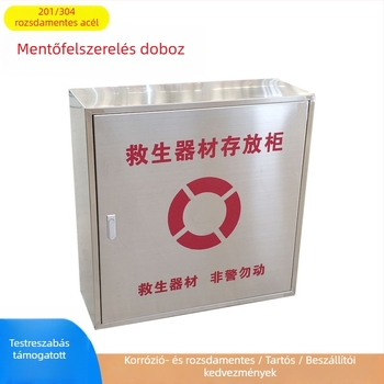 Nerez acélból készült mentőfelszerelés tároló szekrény — Rain spring, modell Yq-life-saving equipment box — alkalmas mentőmellények és úszógumik tárolására