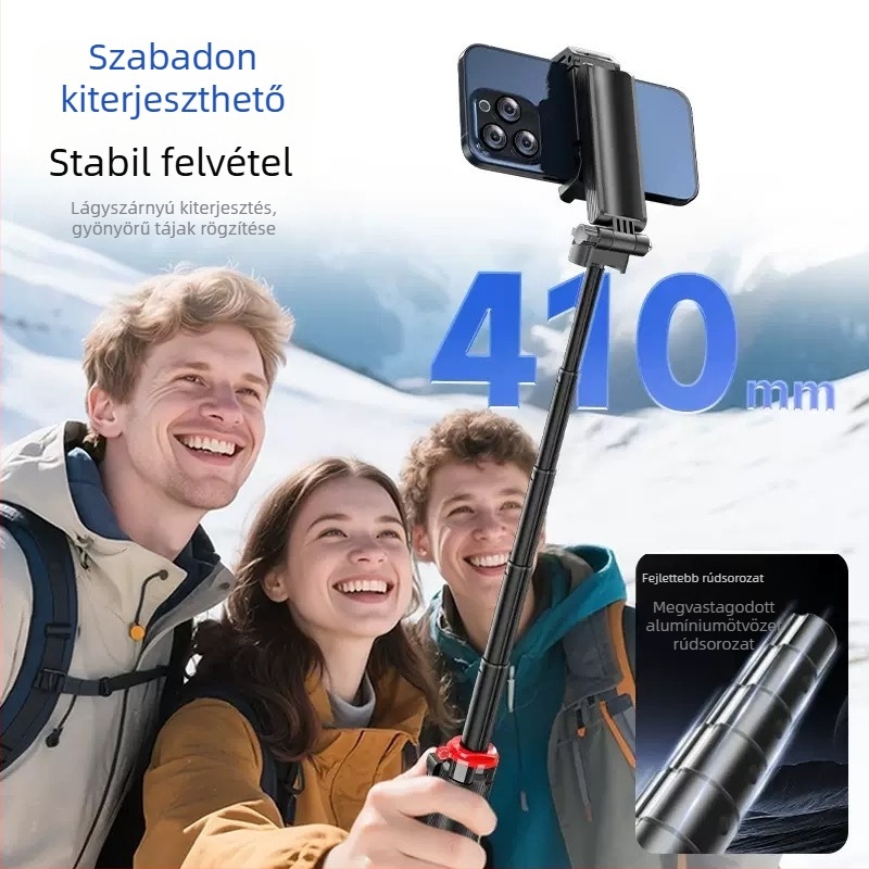 F07 Zoom Mini Selfie Bot négylábú állvánnyal, alumíniumötvözet, Bluetooth távvezérlő, IBIS-támogatás