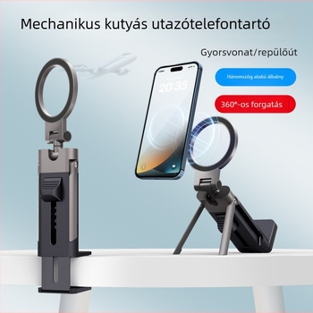 Asztali telefon-tartó 360°-os forgatással, mágneses rögzítés, rezgéscsillapító, cinkötvözet ABS+PC