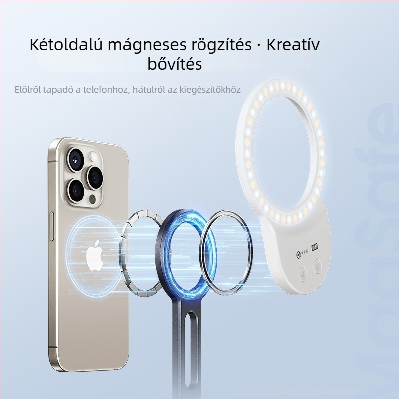 Mágneses telefon-tartó alumíniumötvözetből, univerzális, összecsukható, állvány élő közvetítéshez