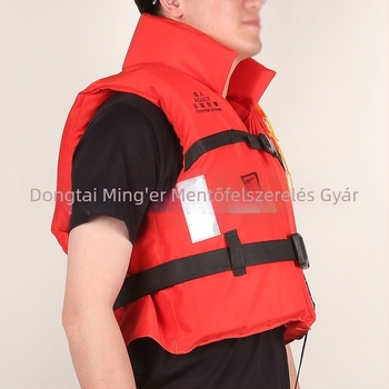 Belsővízi folyómentő mellény nagy felhajtóerővel és megerősített vastag kivitelben; márka Mingchuan Lifesaving; modell Inland Collar.