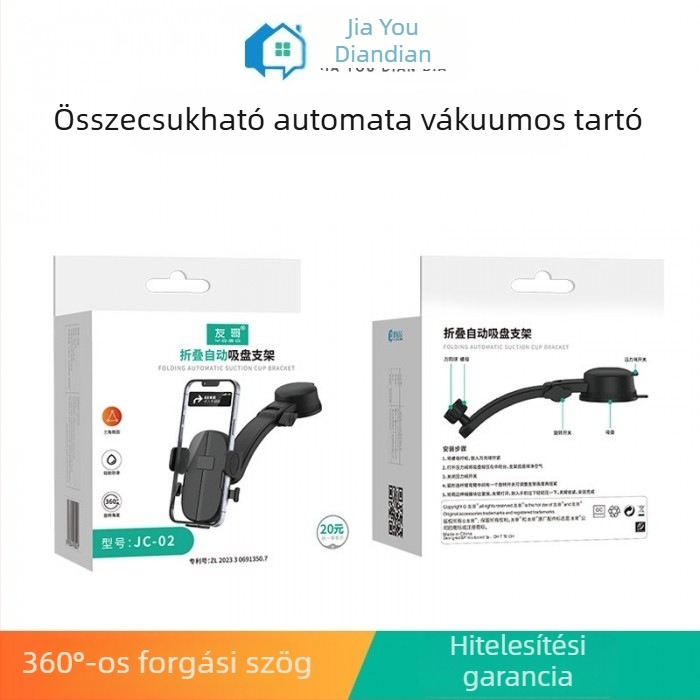 Autós telefontartó, Univerzális; műanyag; leválasztható teleszkópos szívócsésze; JC-02