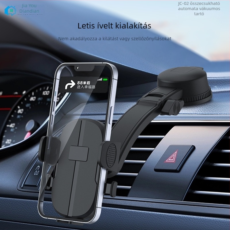 Autós telefontartó, Univerzális; műanyag; leválasztható teleszkópos szívócsésze; JC-02