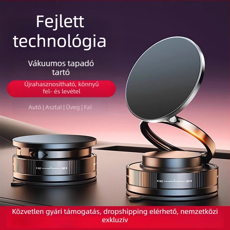 Autótelefon tartó 360°-os forgatással és vákuumszívóval — összecsukható, univerzális