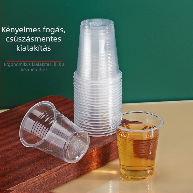 Egyszer használatos PP pohár, vastagodott és átlátszó, 101-200 ml kapacitás, mikrohullámú sütőben használható, magas hőállóság